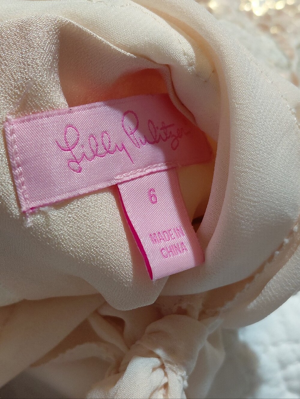 LILLY PULITZER fulton DRESS sz 8 papillon lace buttefly gold cream wedding RARE! - Picture 10 of 10